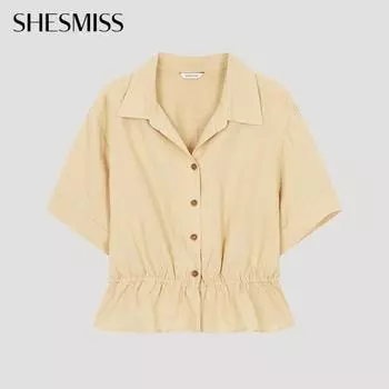 She S miSS Linen Crop Banding blouSe Swwblo22030 Lb light beige/55