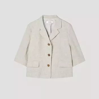 [She S miSS] Linen Crop Three Button Short Sleeve Jacket Swwjkp21090 Ot oatmeal/55