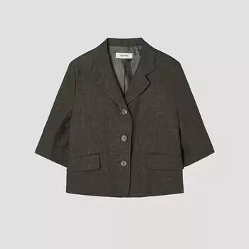 [She S miSS] Linen Crop Three Button Short Sleeve Jacket Swwjkp21090 Kh Khaki/55