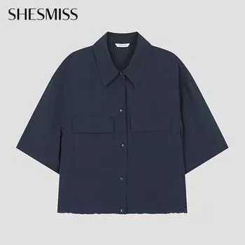 She S miSS Linen String Pocket Shirt SwwSto21050 Na navy/55