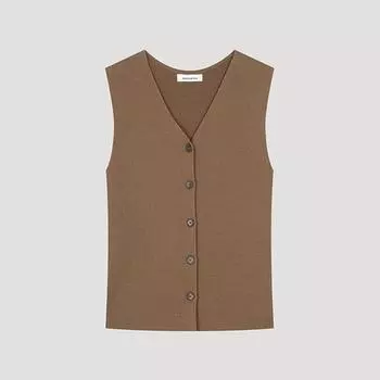 She S miSS Linen V Neck Button Knit SSkpoo21180 Br Braun/55