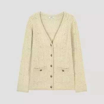 She S miss свободный крой клетчатый кардиган с V-образным вырезом SSkcdo41120 Be beige/55