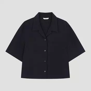 She S miSS looSe Fit Linen Crop Shirt SwwSto21030 Dn DARK NAVY/55