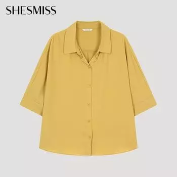 Она скучает по свободной рубашке с открытым воротником SwwSto22530 Mt mustard/55