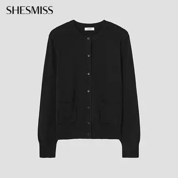 She S miSS Melange Patch Pocket Cardigan SSkcdp12010 Bk blacks/55