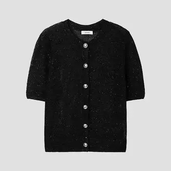 [She S miSS] Metal Round Neck Cardigan SSkcdp22020 Bk blacks/55