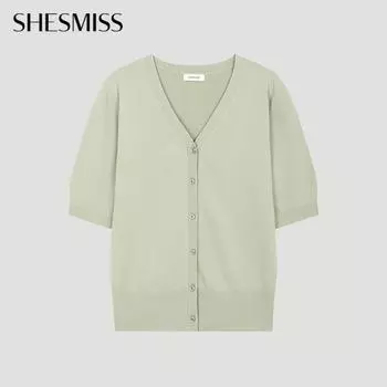 She S miss Минимальный кардиган с V-образным вырезом и короткими рукавами SSkcdo22050 Lk light khaki/55