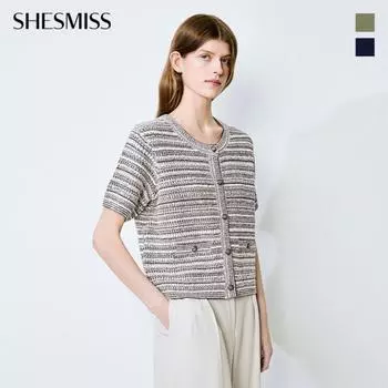She S miSS Mixed Knitting Button Cardigan SSkcdo21070 khaki beige/55
