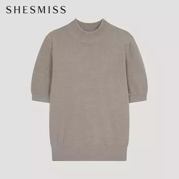 She S miSS вязаный свитер с воротником-стойкой и коротким рукавом SSkpoo12050 Мб melange brown/55