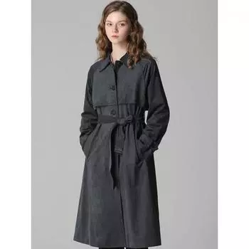 She S miSS Нефритовый бархатный тренчкот с поясом Цена 428 000 вон DARK GREEN (DE)/55