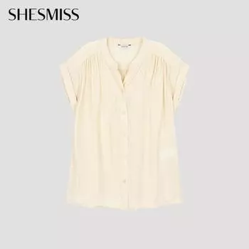 She S Miss Notch Neck Shirring BlouSe Swwblo21030 фунтов light beige/55