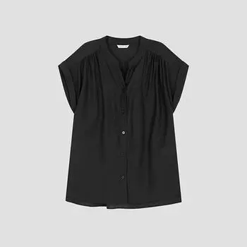 She S miSS Notch Neck Shirring blouSe Swwblo21030 Bk blacks/55