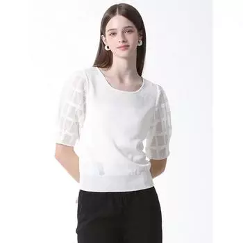 She S miss Объемный рукав Квадратный вырез Трикотаж Цена 138 000 вон Off-white (OW)/66