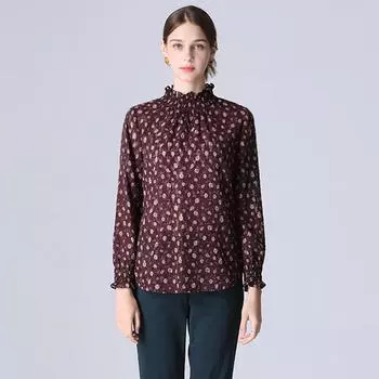 Она мисс Оливия курит блузку с высоким воротом brown (BR)/55