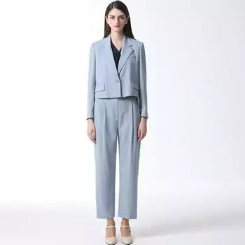She S Miss One Button Short Jacket+Baggy One Tuck PantS Комплект из 2 предметов, цена 436 000 вон Light blue 2-piece set (LL)/55