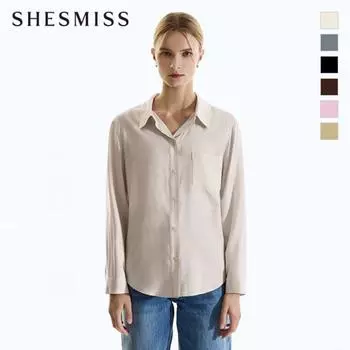 She S miSS Open Collar Satin Shirt SwwStn32030 creamy/66