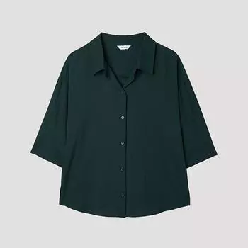 [She S miSS] Open Collar Slit blouSe SwwStp22020 De DARK GREEN/55