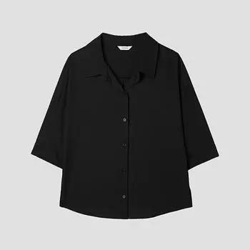 [She S miSS] Open Collar Slit blouSe SwwStp22020 Bk blacks/55