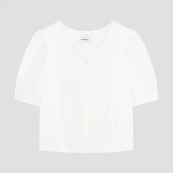She S miSS Pin Tuck V Neck Crop blouSe Swwblo21050 Ow off-white/55