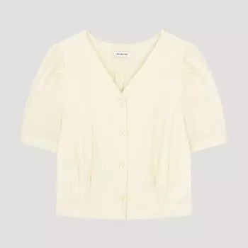 She S miSS Pin Tuck V Neck Crop blouSe Swwblo21050 Ly light yellow/55