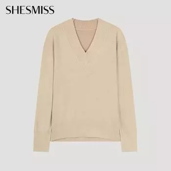 She S miSS Plain V Neck Knit SSkpoo42590 Lb light beige/55