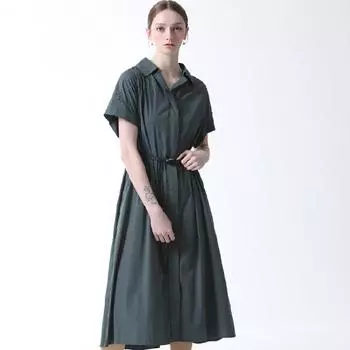 She S Miss Платье с многослойным воротником и скрытыми пуговицами Цена 398 000 вон DARK GREEN (DE)/55