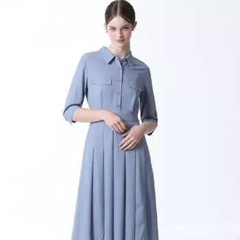 She S Miss Платье с открытым воротником и складками Цена 278 000 вон Light blue (LL)/55