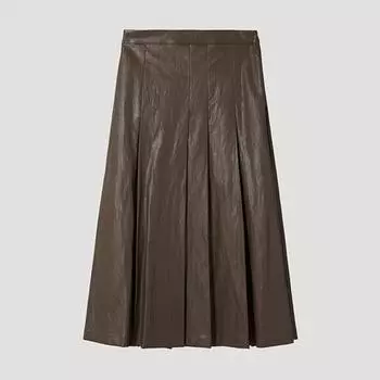 She S miSS Pleated Leather Skirt SwwSkp12060 Lw light brown/55
