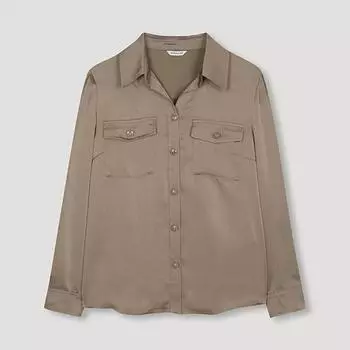 She S miSS Pocket Satin blouSe SwwStn31020 Br Braun/55