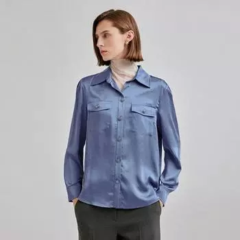 She S miSS Pocket Satin blouSe SwwStn31020 Blue/66