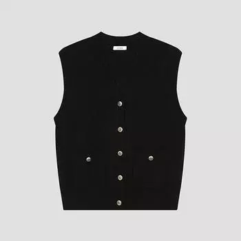 She S miSS Pocket V Neck Knit VeSt SSkVto42510 Bk blacks/55