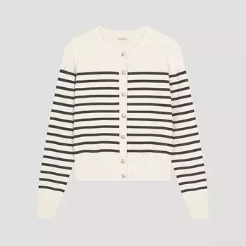 [She S miSS] Полосатый кардиган с круглым вырезом SSkcdo11060 Iv Ivory/55