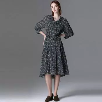 She S Miss Print Layer Shirring Dress Цена 328 000 вон DARK NAVY (DN)/55