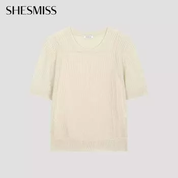 She S miSS Прозрачный свитер с круглым вырезом и резинкой SSkpoo21130 Cr creamy/55