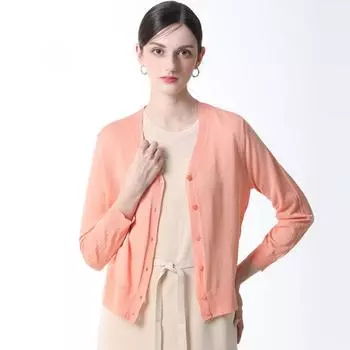 She S miSS Прозрачный вязаный кардиган с V-образным вырезом Цена 118 000 вон Light orange (LO)/55