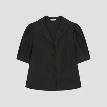 She S miSS Puff Open Collar blouSe Swwblo22120 Bk blacks/66
