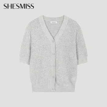 She S miss Punching Кардиган с V-образным вырезом и короткими рукавами SSkcdo21050 Lg light gray/55