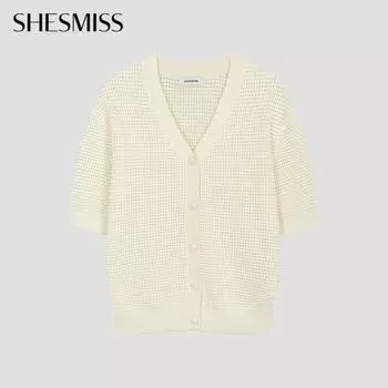 She S miss Punching Кардиган с V-образным вырезом и короткими рукавами SSkcdo21050 iV Ivory/55