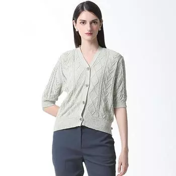 She S miss Punching WeaVe Вязаный кардиган с V-образным вырезом Цена 138 000 вон Light green (LN)/66