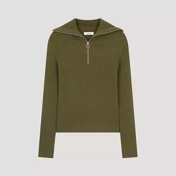 She S miss ребристый воротник на молнии наполовину трикотажный SSkpoo42040 Kh Khaki/55