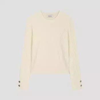 [She S miSS] Ribbed Round Neck Knit SSkpoo11040 Cr creamy/55