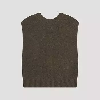 She S miSS Round Neck Button Up Knit veSt SSkvto42050 Mb melange brown/55