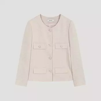 She S miSS Round Neck Cropped Tweed Jacket Swwjko22030 Me MELANGE BEIGE/66