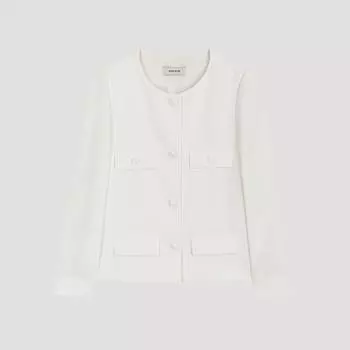 She S miss Укороченный твидовый жакет с круглым вырезом Swwjko22030 Ow off-white/55