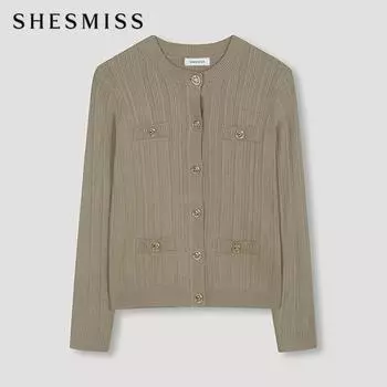 She S miSS Round Neck Pocket Cardigan SSkcdn31030 Kh Khaki/55
