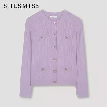 She S miSS Round Neck Pocket Cardigan SSkcdn31030 Lv light violet/55