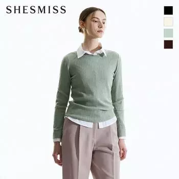 She S miSS Round Neck Rib Knit SSkpon31050 Light green/55
