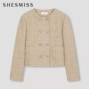 She S miSS Round Neck Tweed Double Jacket Swwjkn31070 Be beige/55