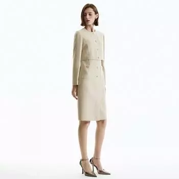 She S miSS Round Neck Tweed dreSS Swwopn31060 beige/66