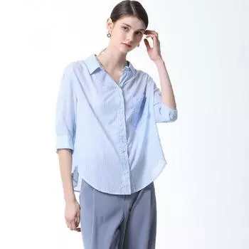 She S miss рубашка в полоску с открытым воротником цена 178 000 вон Light blue (LL)/55